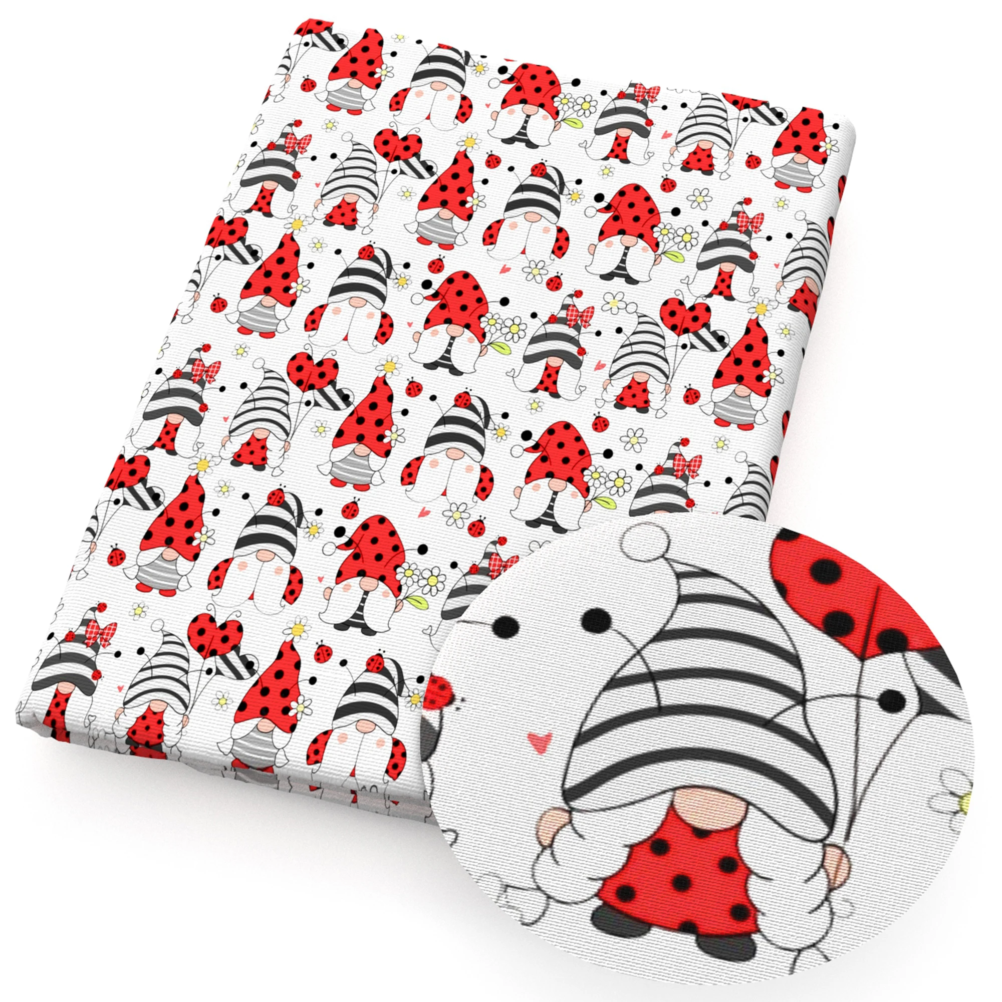 Gnome Ladybug Bees Printed Cotton Spandex Fabric Tissue Sewing Quilting Fabrics Needlework Material DIY Handmade 1Yc24147 |