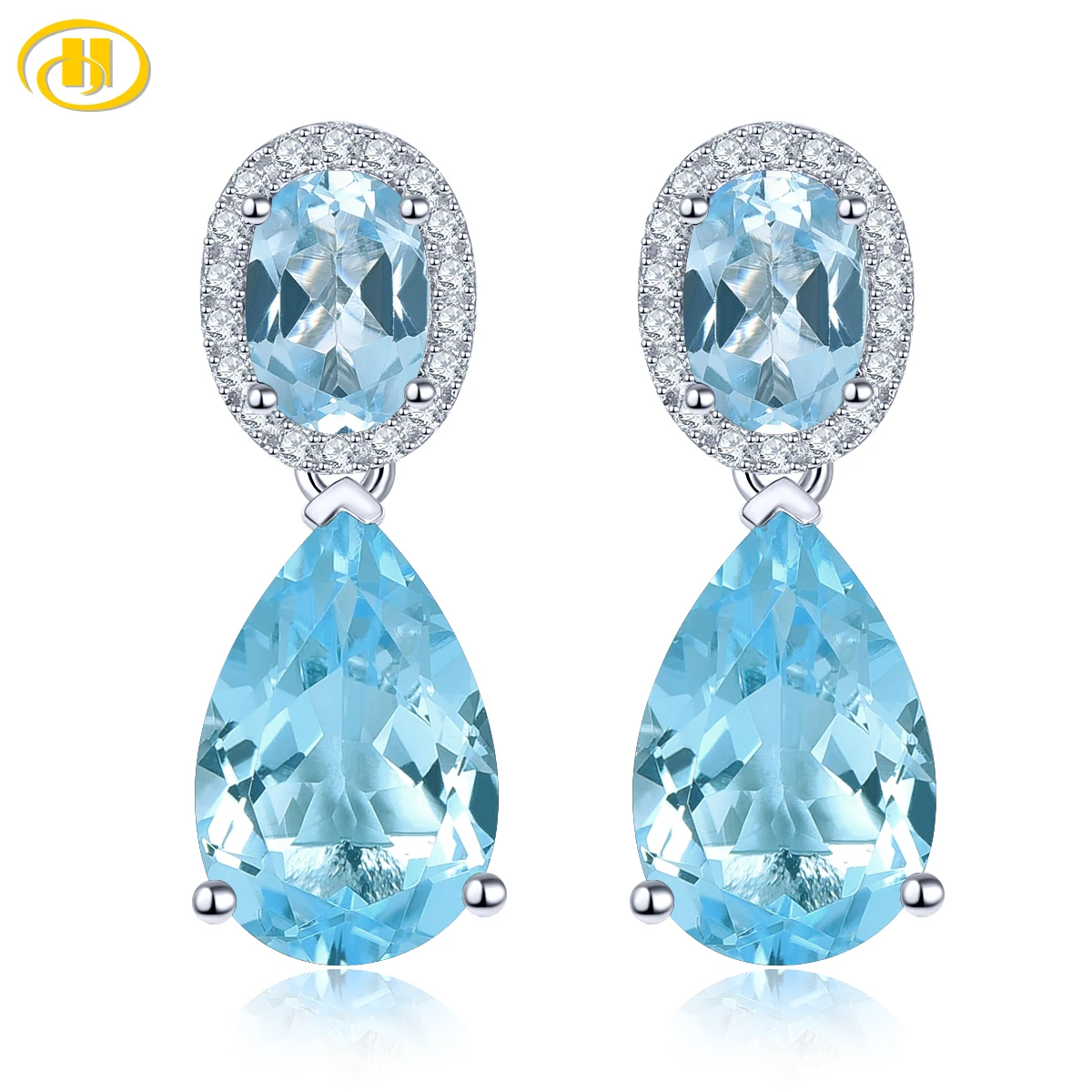 

Natural Sky Blue Topaz Sterling Silver Earrings 10 Carats Faced Cut Topaz Clean Quality Multifunction Jewelrys 2022 New Arrivals