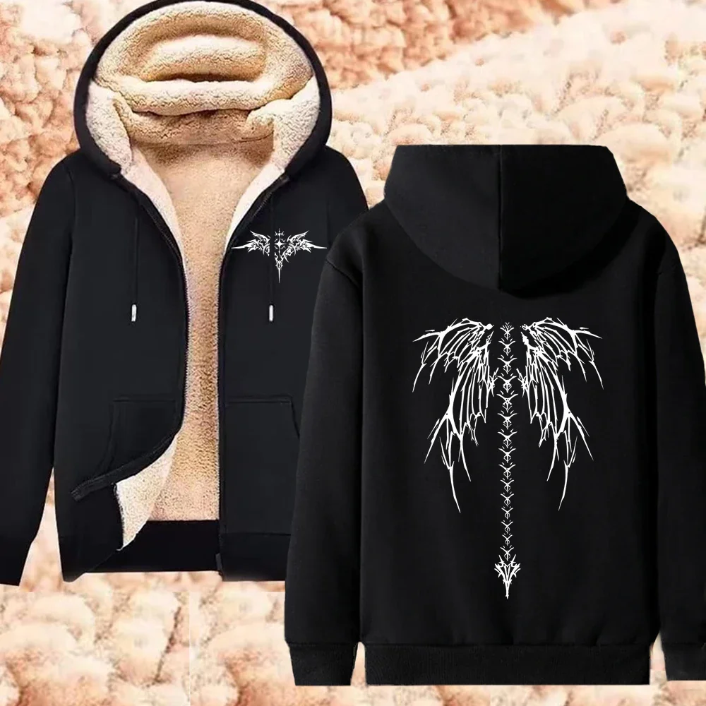 Мужская зимняя теплая куртка на молнии с принтом Ghostemane термотолстовки большого