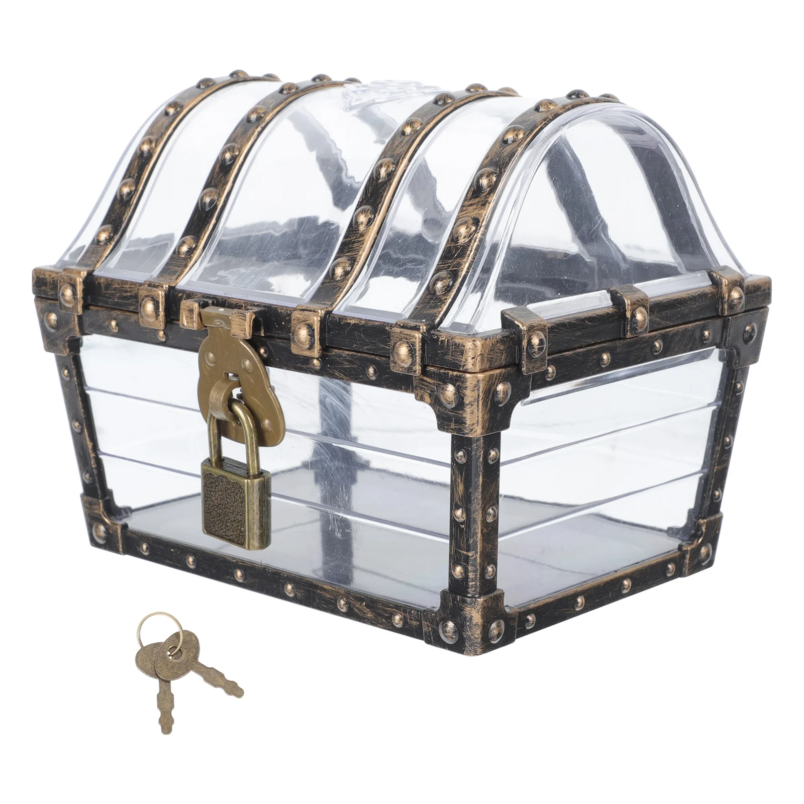 

Transparent Antique Pirate Treasure Box with Lock and Key for Kids' Pirate Party