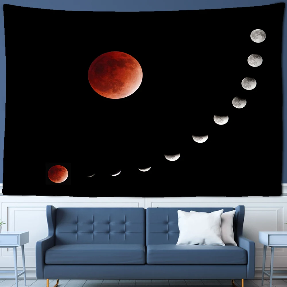 

Magic red moon tapestry flower wall hanging room moon track carpet dormitory tapestry art home decoration accessories