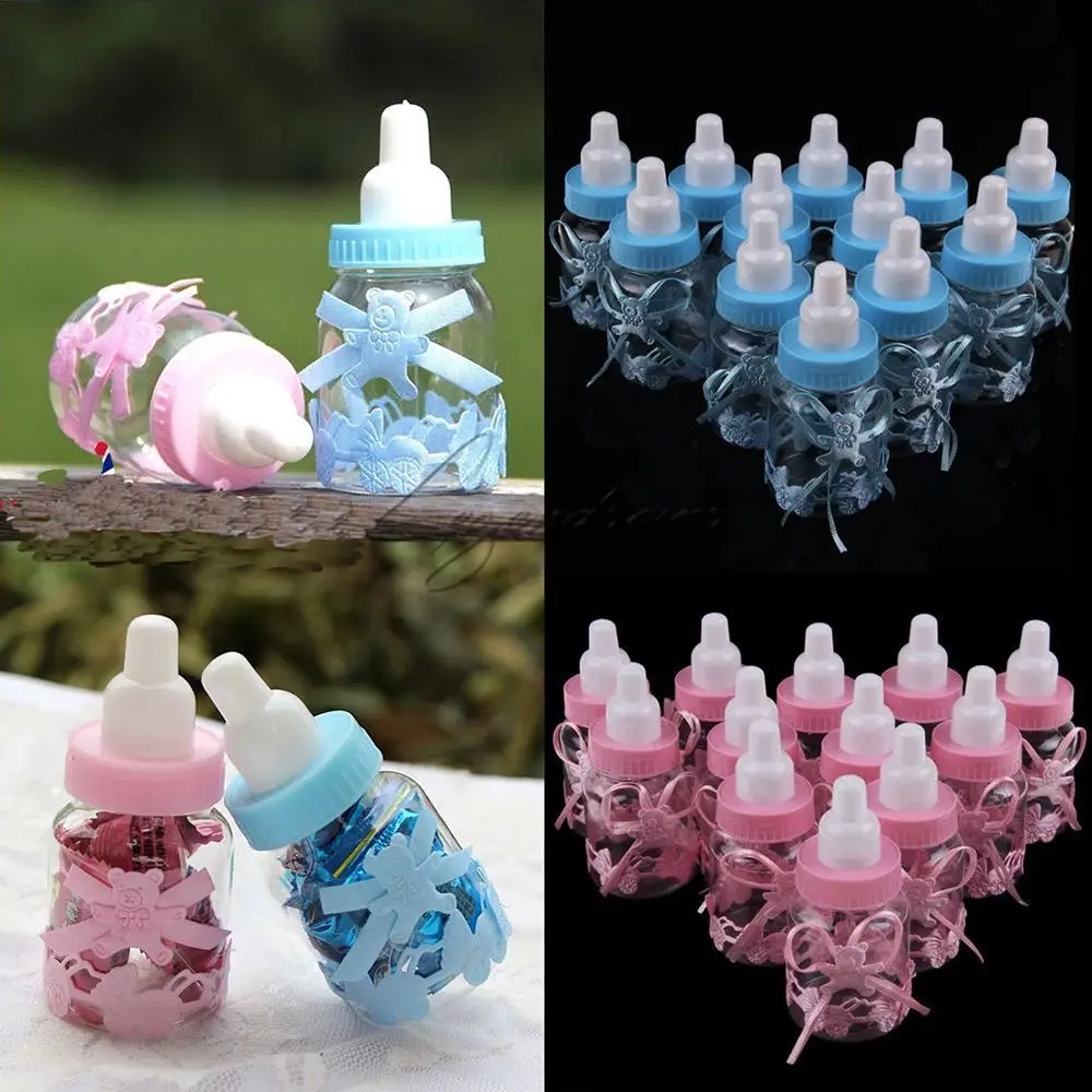 

Western Style Christening Transparent Baby Shower Fillable Bottles Decoration Candy Box Favour Bottle