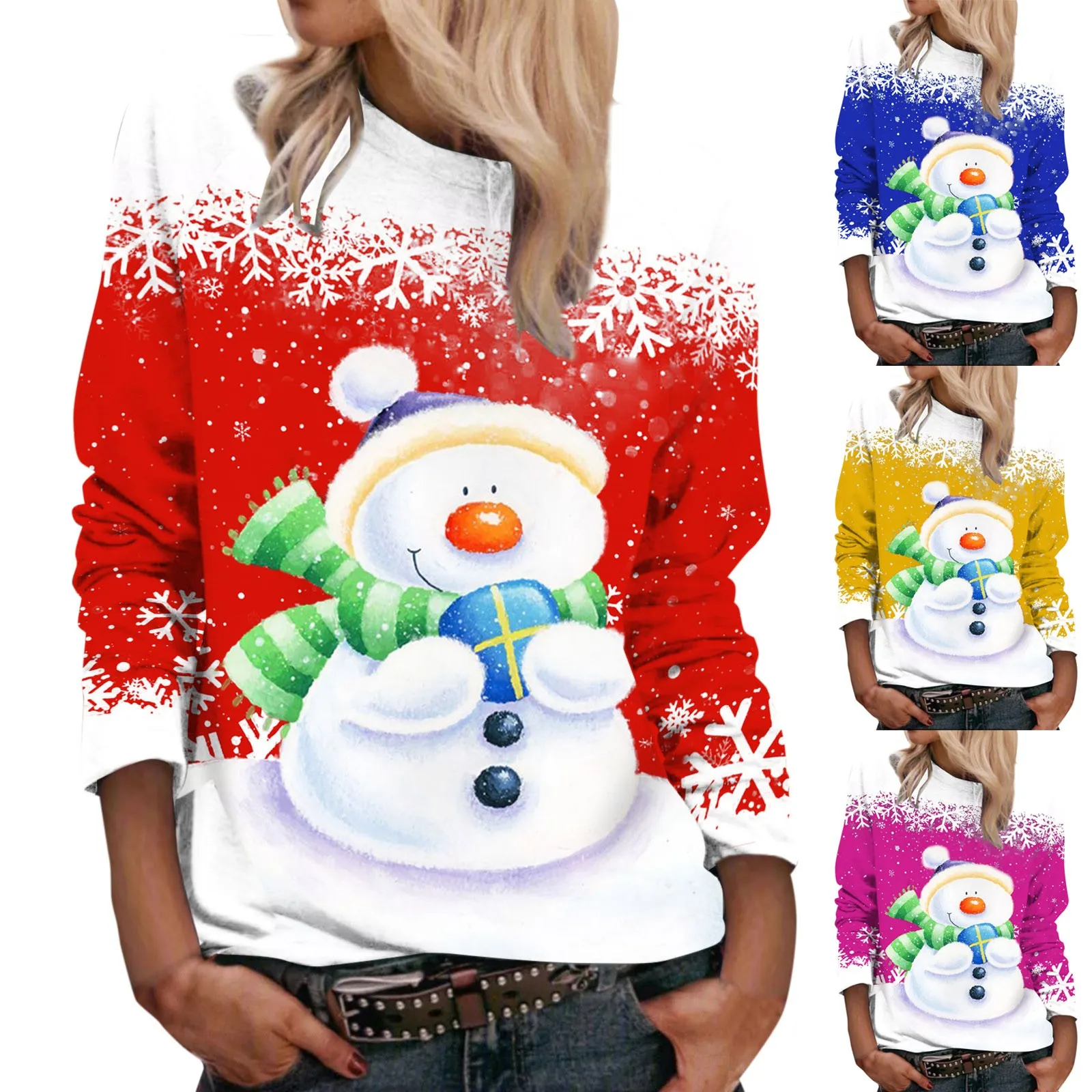 

Женская рубашка с капюшоном, женский топ с длинными рукавами и круглым вырезом, с рождественским принтом, 1 девочка