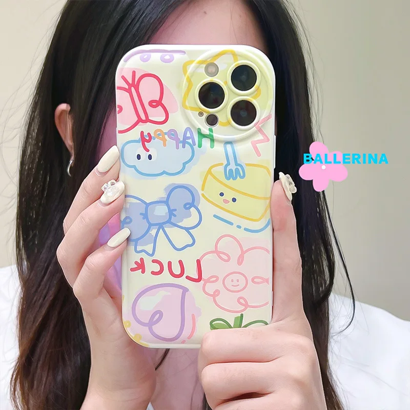 Graffiti cheese stars butterfly bow flower love silicone soft phone case for iphone 11 12 pro max xsmax 13 mini 7 8 plus x xr