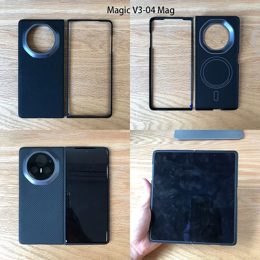 Черная фотография для Honor Magic V3 кевларовый телефон металлическая настоящий