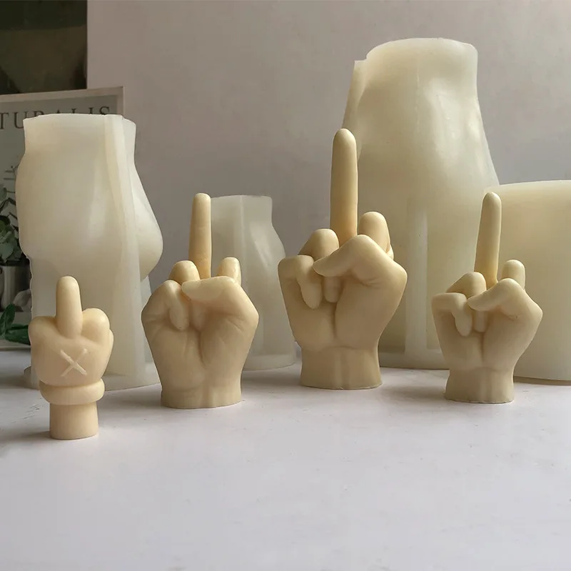 

DIY Creative Middle Finger Sculpture Mold Silicone Aromatherapy Candle Molds Personalized Statue Ornament Gesture Making Moulds