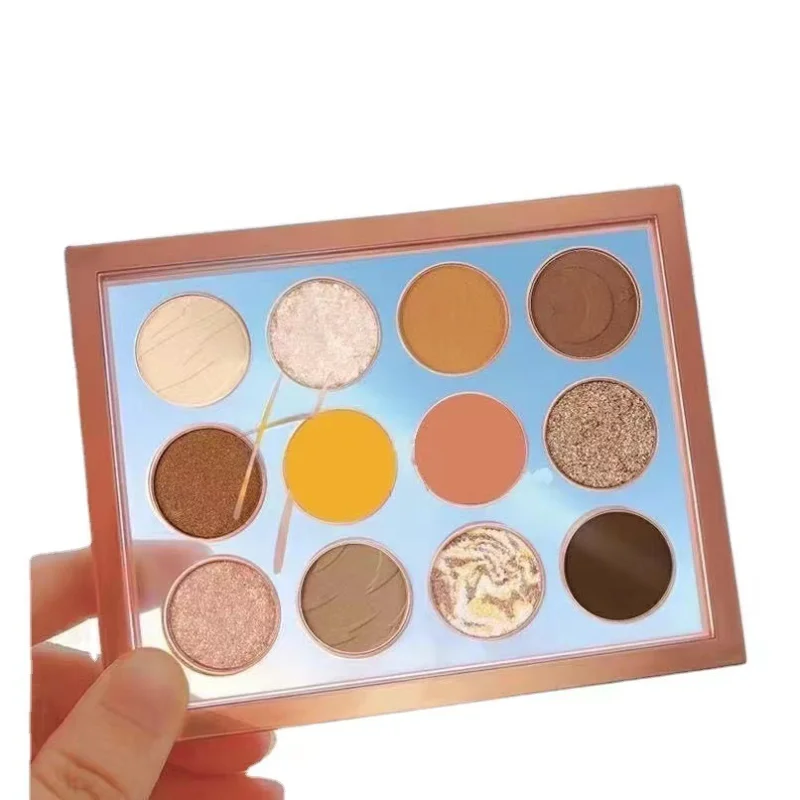 12 Colors Eyeshadow Palette Pearly Matte Earth Color Eyeshadow Portable Shiny Long Lasting Natural Eye Makeup Cosmetic DES18