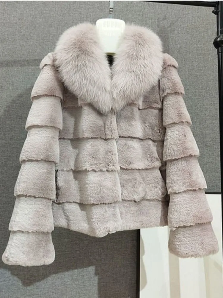 M GIRLS Hstar Faux Fur Coat Women  Fashion Faux Fox Fur Collar Warm Jacket Winter Casual Long Sleeve Thicken Outwear Coats