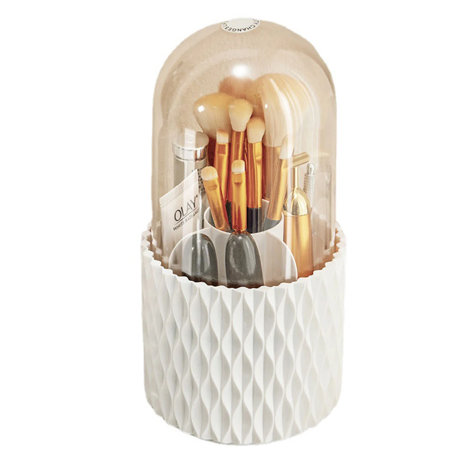

360° Rotating Luxury Brush Makeup Brush Storage Box Portable Desktop Cosmetic Organizer Lipstick Brushes Holder With Lid