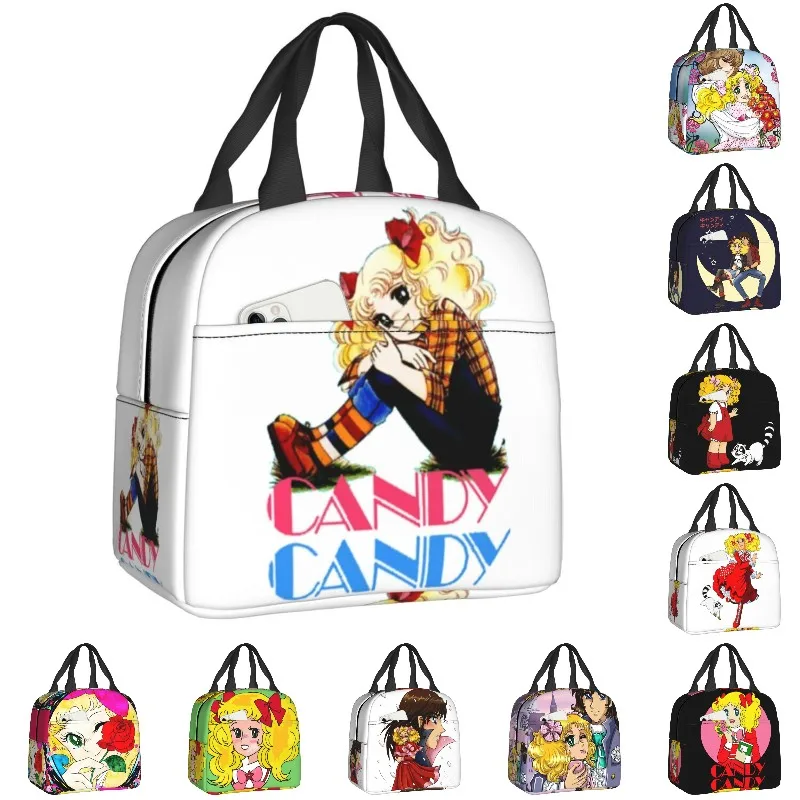Candy Candy Logo Resuable Lunch Box Multifunction Anime Manga Thermal Cooler Food Insulated Lunch Bag School Children Student