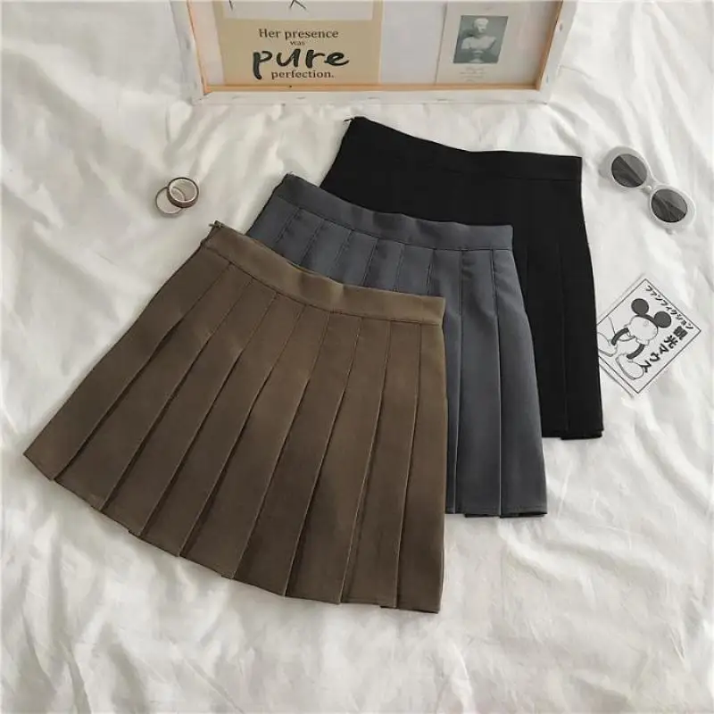 

Мини-юбка женская демисезонная плиссированная с высокой талией, на молнии