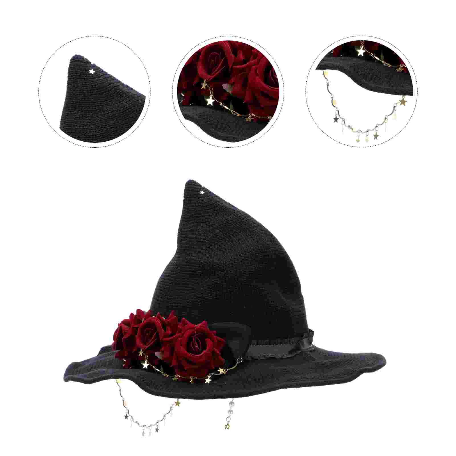 

Witch Hat Costume Party Accessory Wizard Blackhatsgothicdecoration Favors Cosplay Style Purse Vintage Child Prop