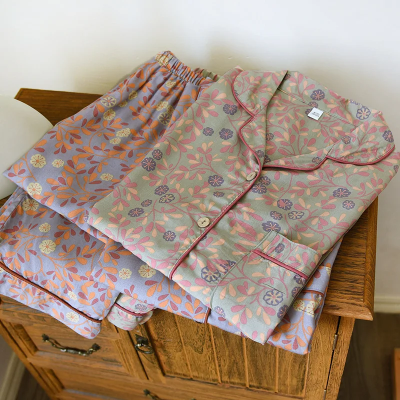 Одежда для сна женское хлопковое нижнее белье из 2 предметов пижамный женский