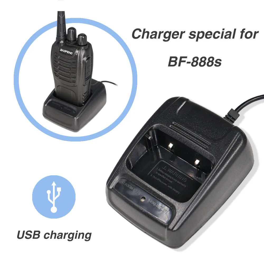 Baofeng-cargador USB para walkie-talkie BF 888S bf888S, cargador de batería de iones de litio, Entrada 5V 1A, Radio bidireccional, Original, BF-888S