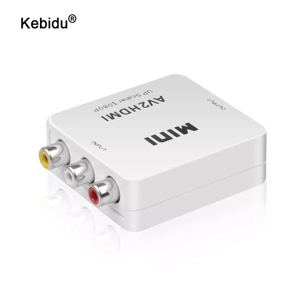 

kebidu Mini HD Video Converter Box RCA CVSB L/R AV Converter Adapter 1080P Support NTSC PAL Output HDMI-compatible TO AV