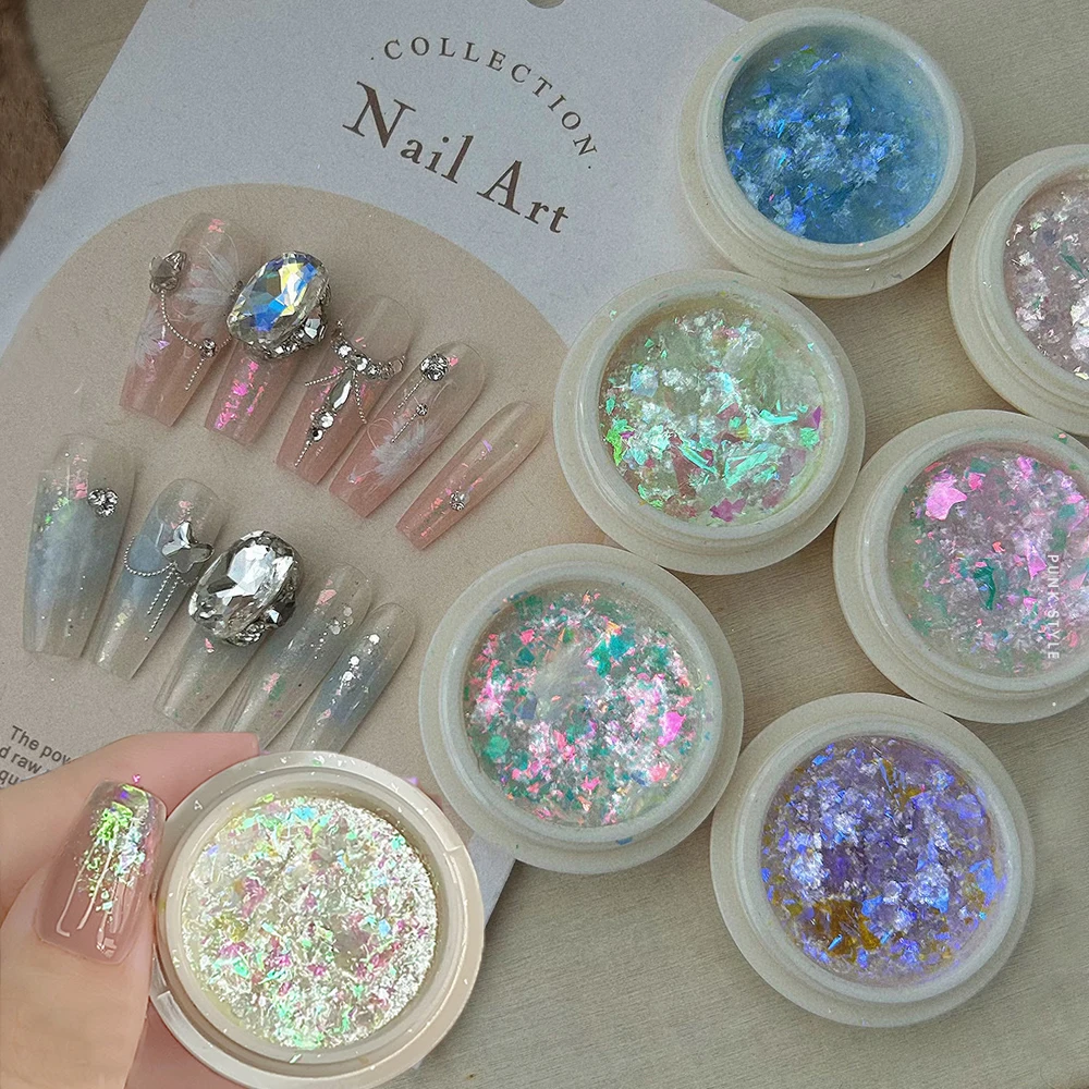 6 цветов Русалка Аврора хлопья блестки для ногтей голографический хамелеон