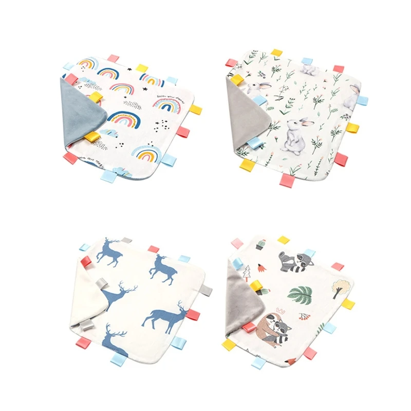 

Newborn Baby Soothe Appease Towel Color Security Tags Blanket Soothing Sensory