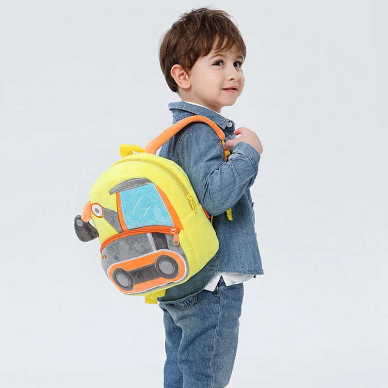 

Милые детские школьные ранцы, плюшевый Детский рюкзак с 3D рисунком грузовиков, автомобилей, маленький рюкзак для детского сада, школьные ранцы для мальчиков и девочек