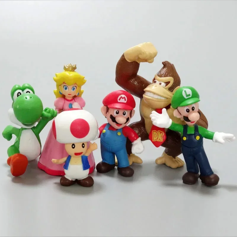 Фото Набор из 6 фигурок персонажей Mario Bros (ПВХ): Луиджи, Йоши, Донки Конг, Гриб. Идеальный подарок на день рождения. Хит продаж 2026 года. №2