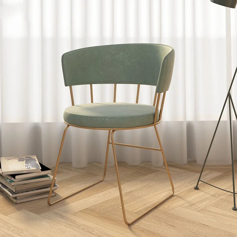 

Salon Lounge Chairs Modern Balcony Waiting Bedroom Makeup Dining Chairs Gold Metal Legs Silla Cadeiras Jantar Nordic Furniture