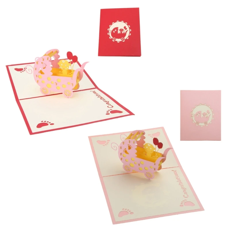 3D для всплывающих детских колясок открытка коляски с конвертами детей Baby Boy Birt