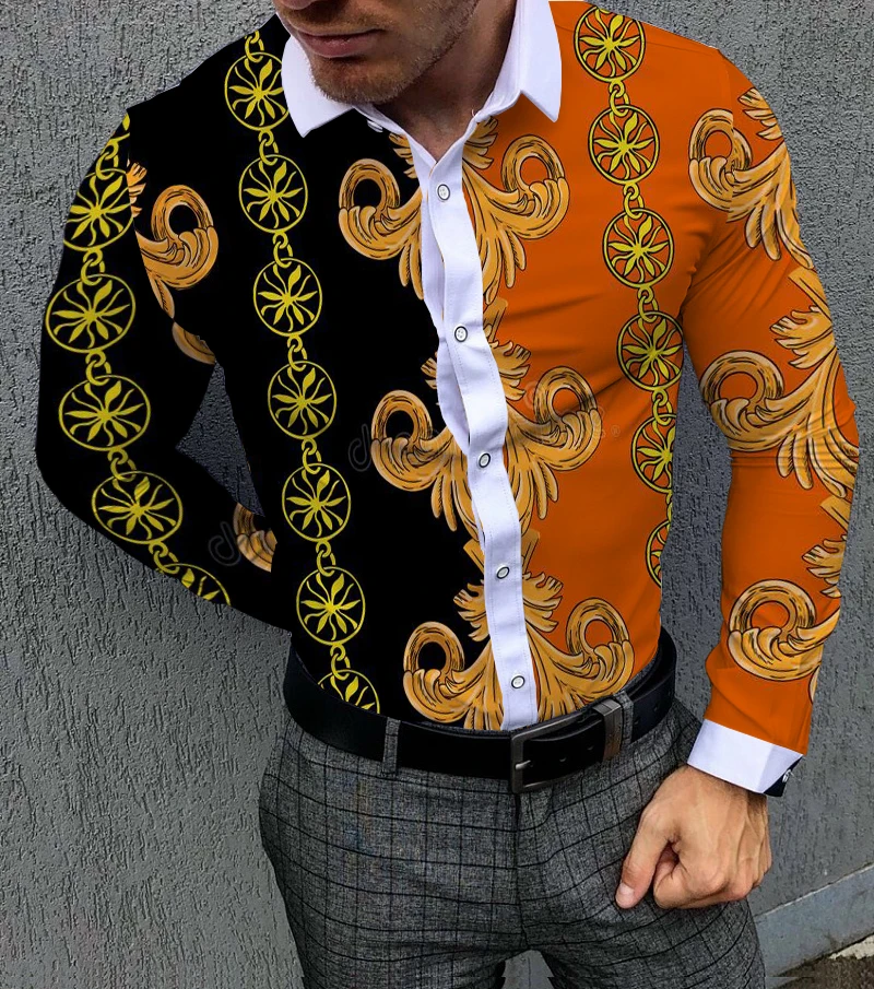 

2022 Autumn New Fashion Cool 3d Digital Printing Men's Shirts Casual Long Sleeve Turndown Collar Tops for Men S-4XL Clothes