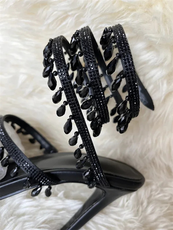 Женские босоножки на высоком каблуке 10 см с открытым носком