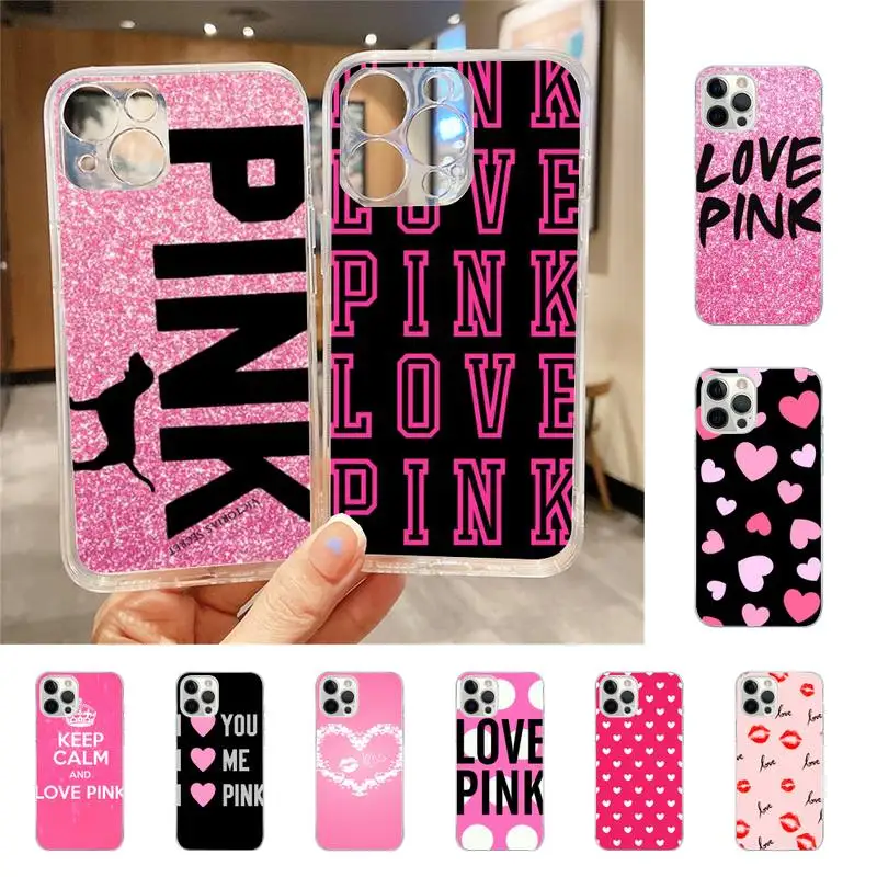

YLove Pink Girly Pretty Phone Case For Iphone 7 8 Plus X Xr Xs 11 12 13 Se2020 Mini Mobile Iphones 14 Pro Max Case