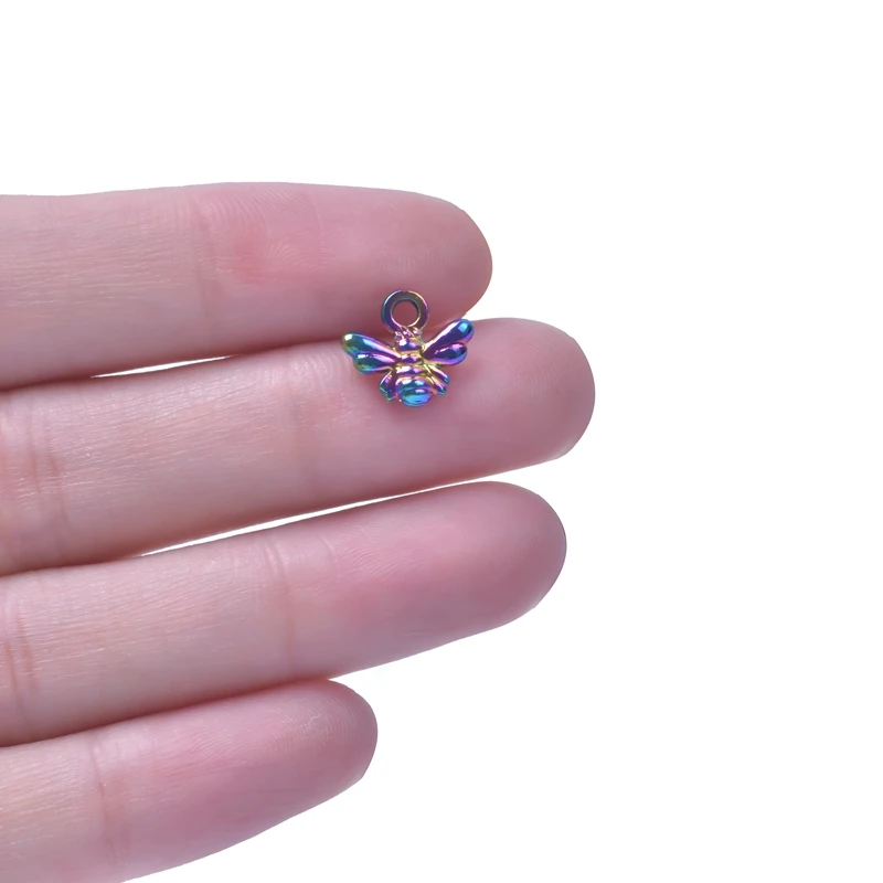 10pcs/Lot Unique Rainbow Color Moth Bee Charm Alloy Insect Pendant For Necklace Earrings Bracelet Jewelry Making Diy Accessories