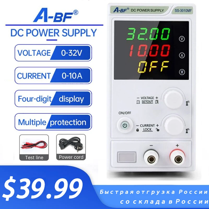 

A-BF Laboratory DC Power Supply Unit Adjustable 4 Digit Mini Lab Bench Power Supply Source Memory Function Voltage Regulator