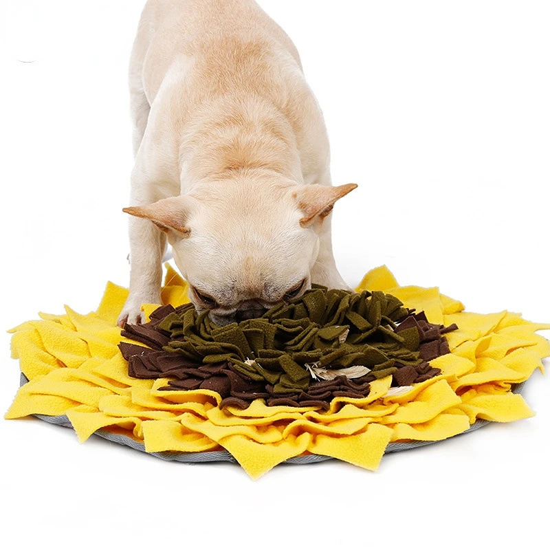 

New Pet Sniffing Snuffle Mat Anti-choking Training Dog Yoga Pad Slow Food Bowl Polar Fleece Needled Cotton Sunflower Blanket