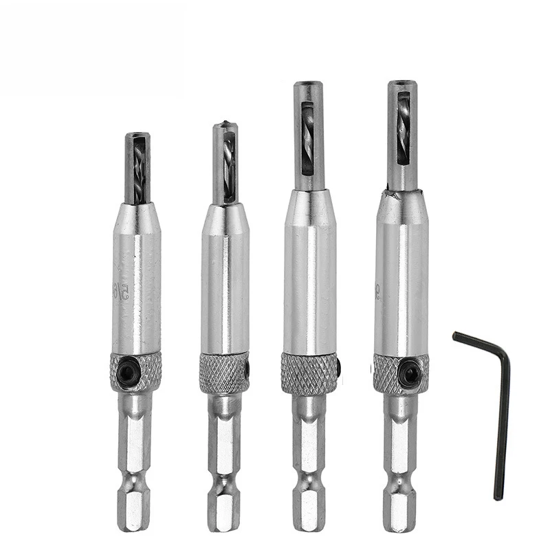 

5pcs 5/64-11/64 Core Drill Bit Set Hole Puncher Hinge Tapper for Windows Doors Self Centering Woodworking Hole Opener Power Tool
