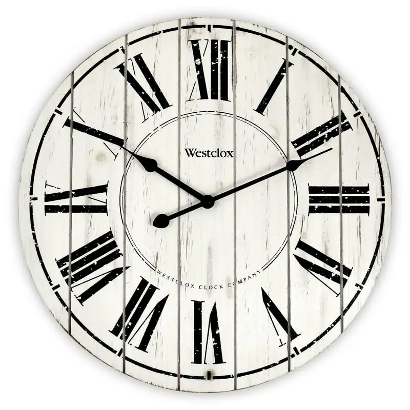 

Luxurious Distressed Whitewash Wood QA Analog Wall Clock with Quality Quartz Movement for Accurate Time Keeping.