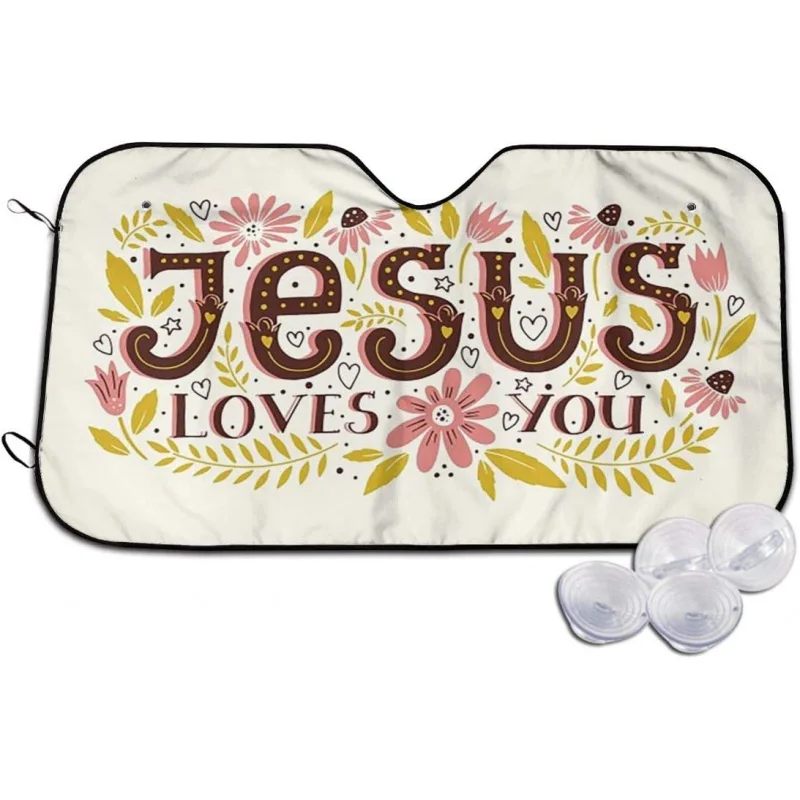 

Солнцезащитный козырек на лобовое стекло автомобиля Иисус любит вас христианская Защита от УФ-лучей Складной автомобильный солнцезащитный козырек для автомобиля