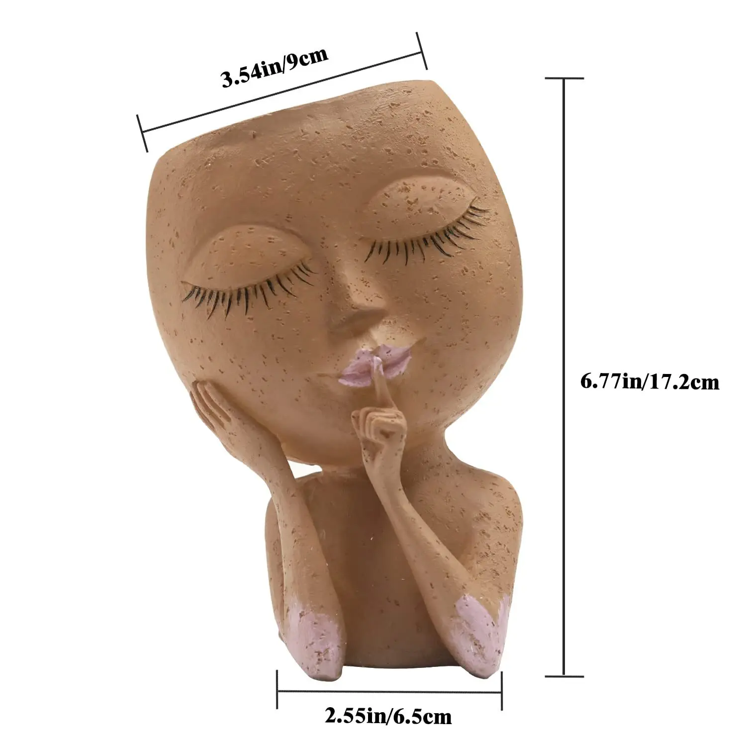 Cute Girl Faces Flower Pot Resin Heads Planter Holder Ornament for Home Garden Office Desktop images - 6