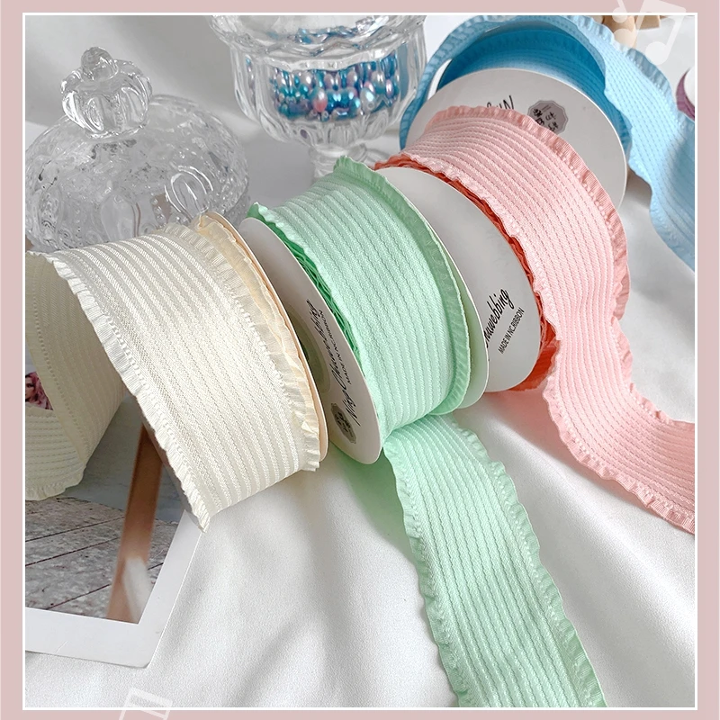 

Light Color Ruffles Lace Vertical Polyester Ribbon Hemline Deco Lolita Skirt Ribbon Hat Deco Ribbon Bow Fabric Hair Accessories