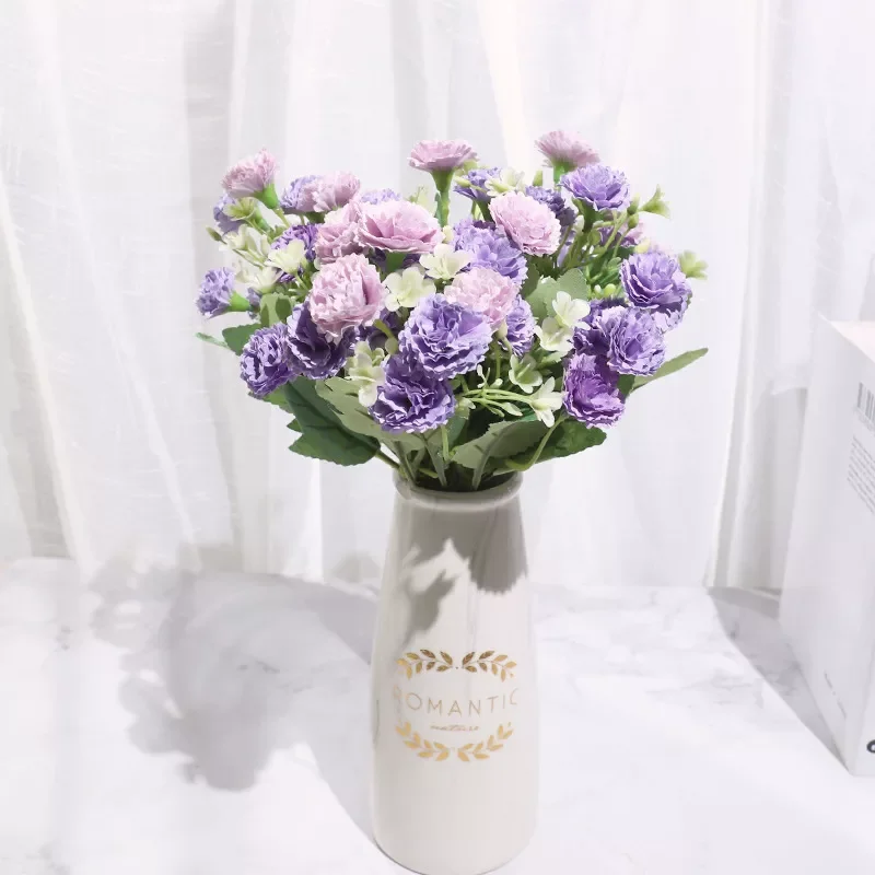 

Small Bunch Artificial Flowers Carnations Living Room Silk Flower For Home Decoration Wedding Accessories Decoration
