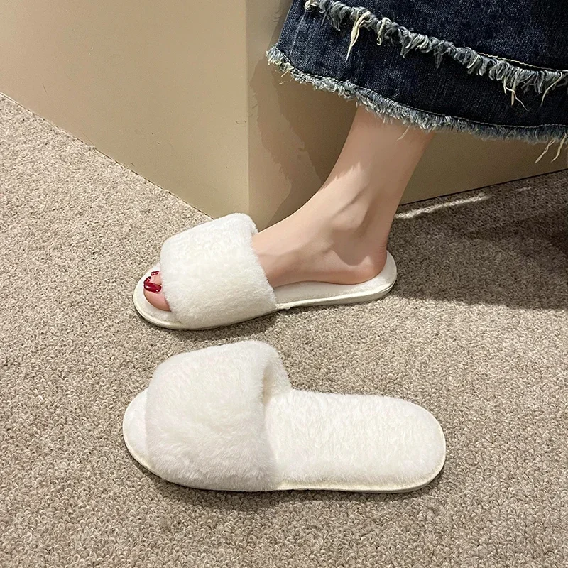 Зимние женские хлопковые тапочки на плоском каблуке. Новинка. Домашняя обувь