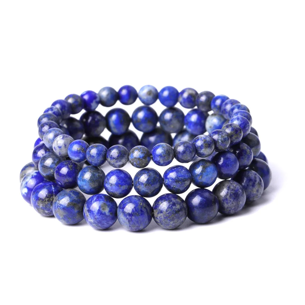 

10pcs 6mm 8mm 10mm Blue Stone Lapis Lazuli Bead Bracelet Yoga Healing Lover Couple Friend Buddha Bracelets