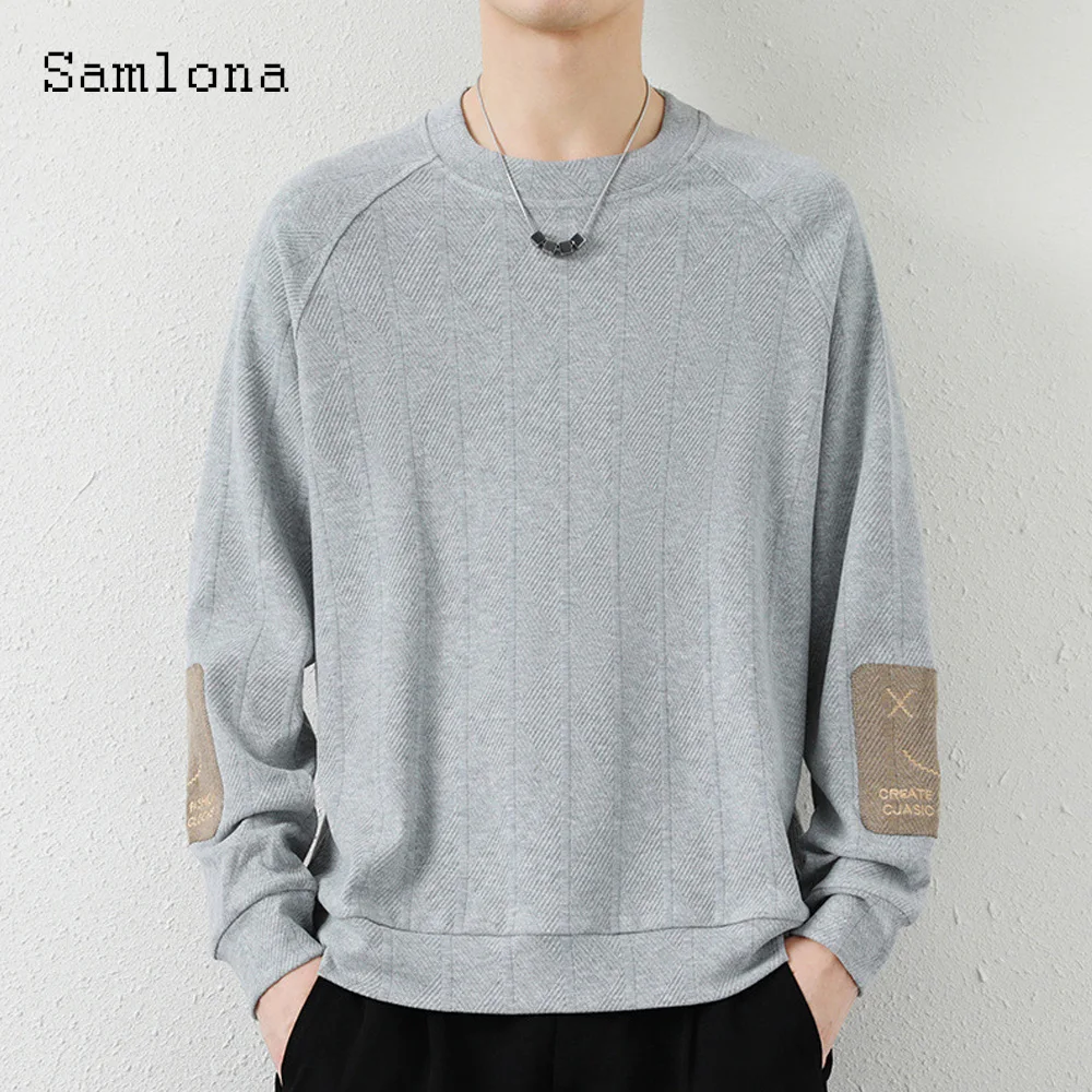 

Mens Knitted Warm Sweater Round Neck Patchwork Sweater Men's Loose Casual Bottoming Tops Knitwear 2022 Autumn Winter Pullovers