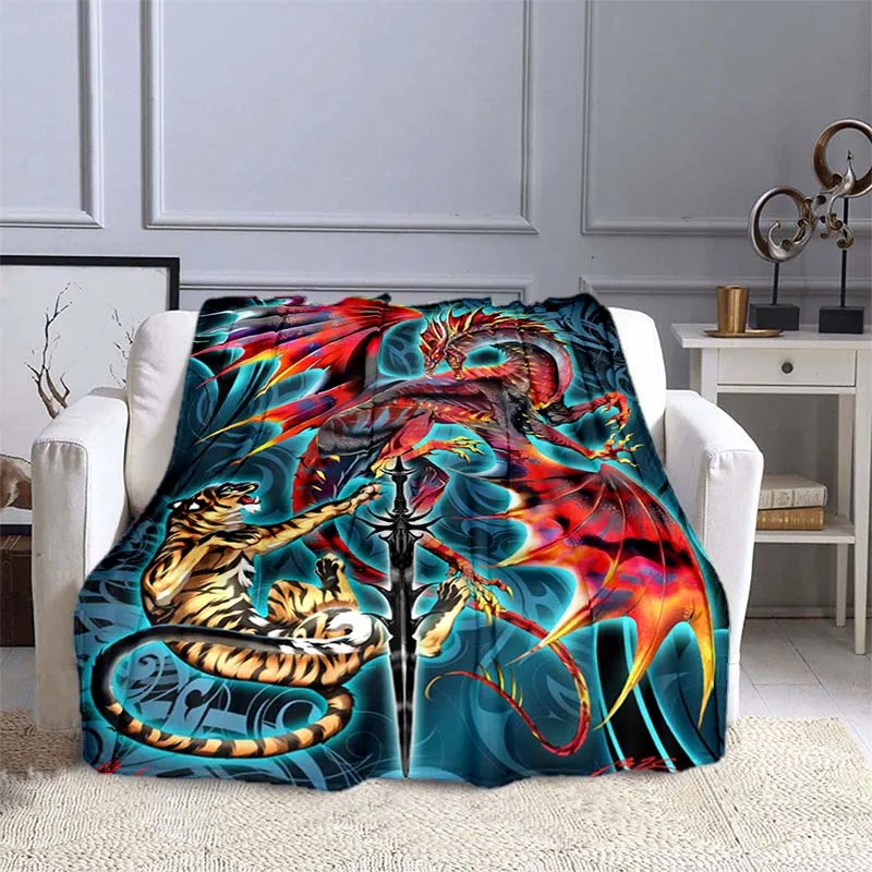 

Dragon and Sword Flannel Throw Blanket for Boys Kids Birthday Gifts Lightweight King Queen Size for Bed Sofa Couch Living Room