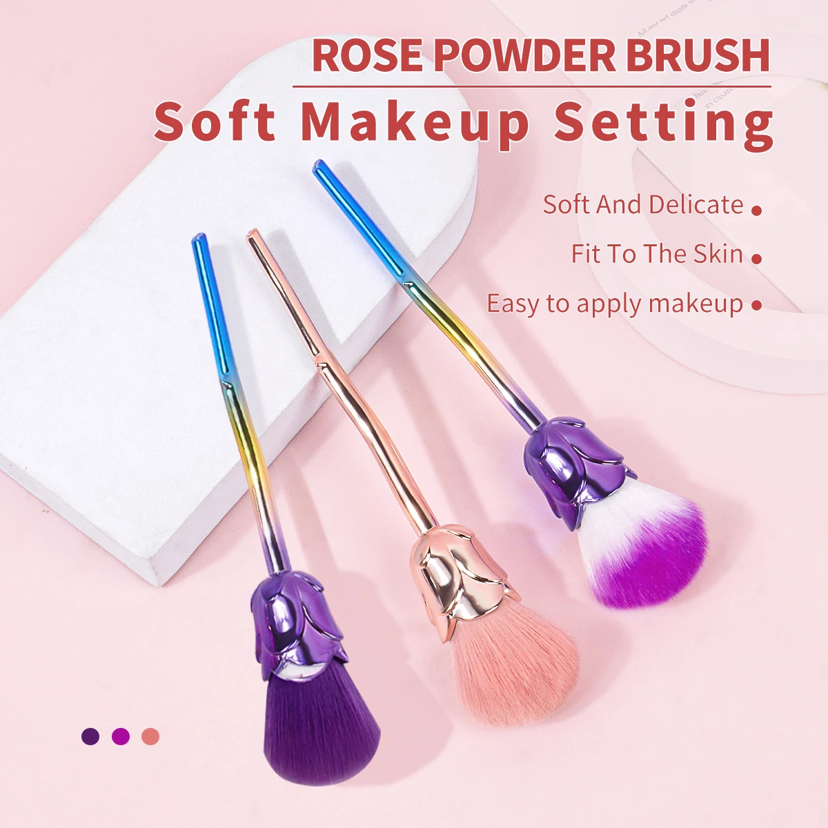 1 Шт. Портативная Розовая Кисть Для Макияжа Пудры Румян Бронзаторов Мягкой Щетины