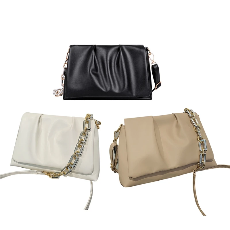 

Casual PU Texture French Folds Underarm Bag Female Simple Cloud Bag Practical One-Shoulder Messenger Bag Clutch