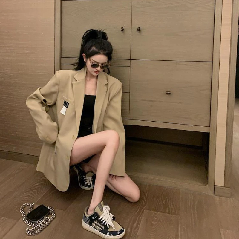 

2022 Autumn Fashion Loose Blazer Women's Single Breasted Pocket Office Blazer Long Sleeve Casual Korean Korean Jacket Blazer