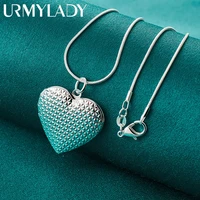 urmylady 925 sterling silver heart photo frame pendant snake chain necklace for women wedding engagement fashion jewelry