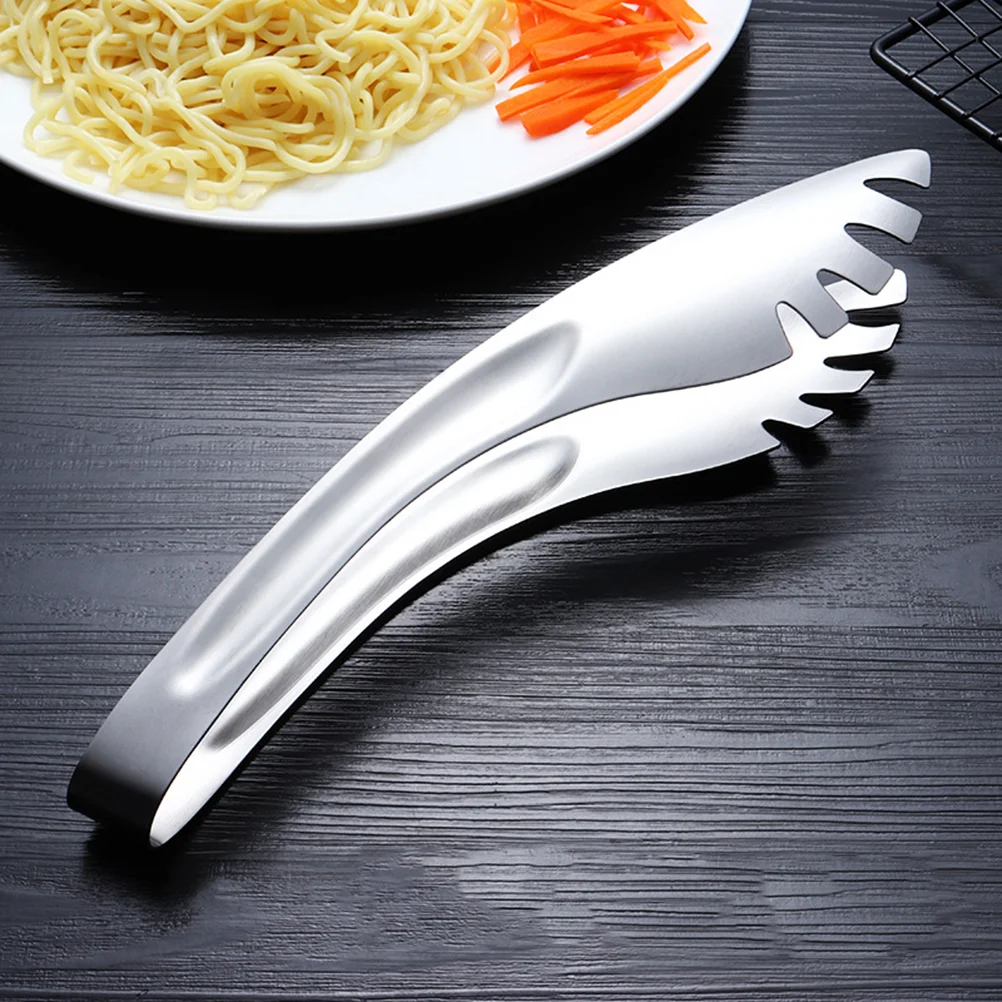 

3pcs Stainless Steel Spaghetti Tongs Thick Food Clip Multifunction Serving Tong for Salad Vegetable (Large)