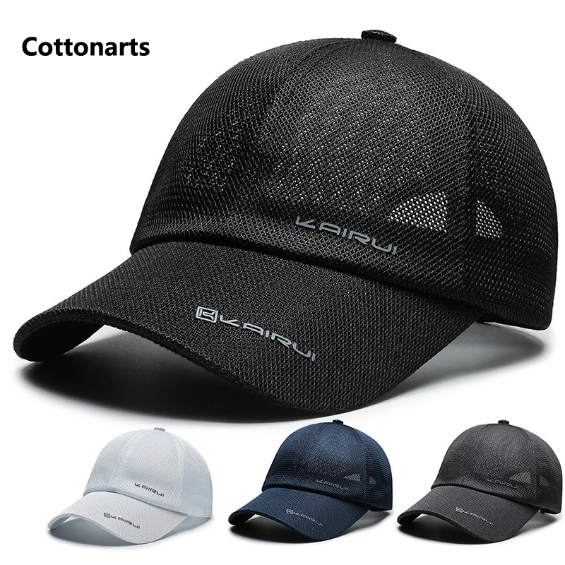 Men's Summer Mesh Baseball Cap Middle-aged and Elderly Outdoor Sports Sunscreen Hat Letter Breathable Travel Sun Hat Hiking Hat