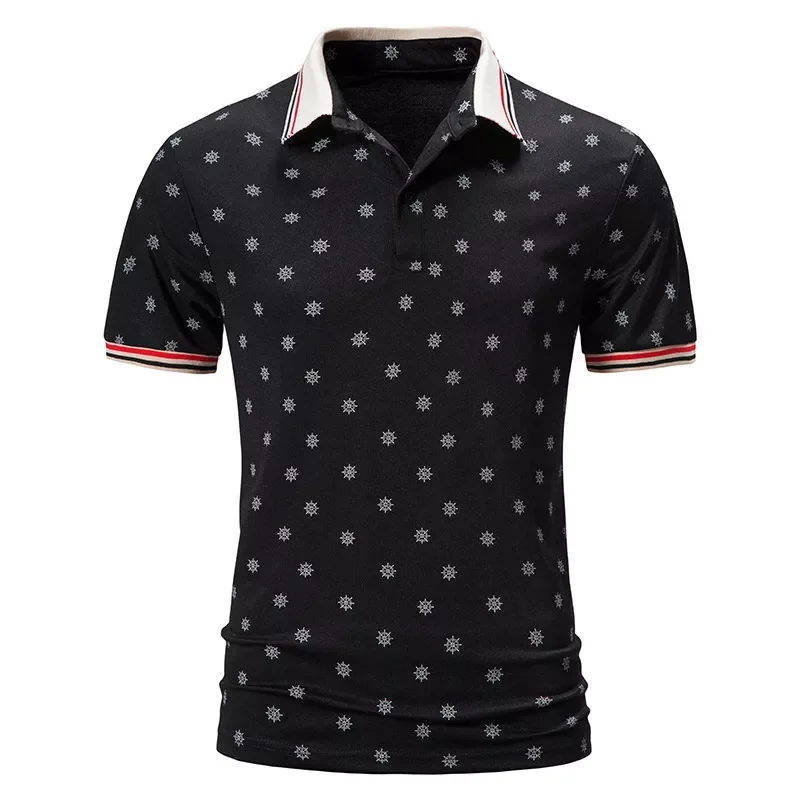 

Summer Short Sleeve T-Shirt Lapel Polo Shirt Men's Printed T-Shirt Top