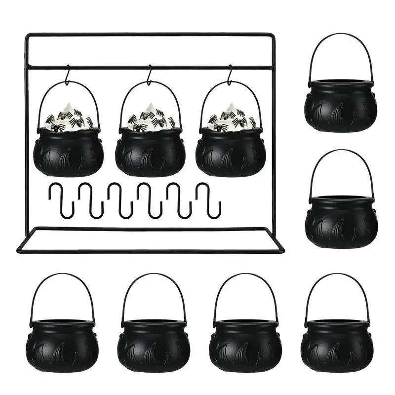 

Halloween Candy Bowl 3 Witches Cauldron Serving Bowls on Rack Bucket Cauldron for Halloween Party Decoration For Home Porch