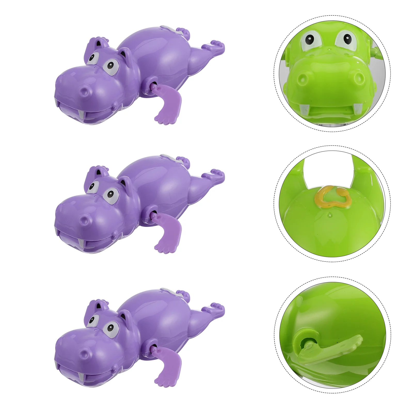 

3 Pcs Wind-up Bath Toy Plastic Hippo Taking Shower Playthings Kid Sprinkle Water Bathing Clockwork Baby